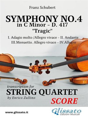 cover image of Symphony No.4--D.417 for String Quartet (score)